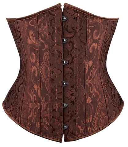 Korsett/bustier för kvinnor, midjeträning, cincher, plusstorlek, kroppsformare., Brun, M