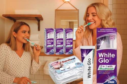 White Glo 2In1 with Mouthwash Whitening Toothpaste (Pack of 3)