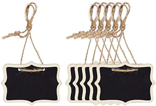 XYWHPGV 6pcs Mini Tafeln Schilder mit hängendem Seil Holz Rechteck Design Tafel Tag für Hochzeiten Geburtstagsfeier Message Board Schilder Tischnummer Erinnerung Preisschild Board(de7ed 1cc94 c72d7 e