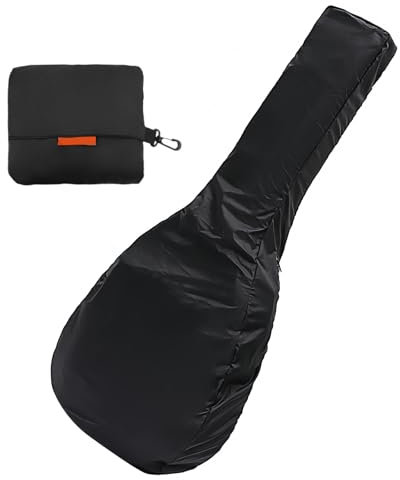 Musiin Regenschutz für Akustikgitarre, wasserdichter Schutz mit leichtem und faltbarem Design, Schwarz