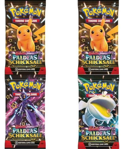 Paldeas Schicksale 4.5 - Booster Packs - mit 10 brandneuen Brandneuen Karten pro Booster - DEUTSCH + Heartforcards® Versandschutz (4 Booster)