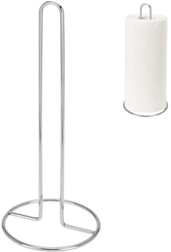 GEEZY Kitchen Roll Stand Freestanding Paper Tissue Towel Pole Holder Chrome Finish Stainless Steel