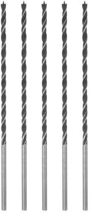 QUARKZMAN 5pz Punta del Trapano Brad Punto 5mm/0,2 Dia, Punte da Trapano a Spirale Metriche Brad Point con Gambo Dritto per Carpenteria Legno Plastica Gomma, Nero 200mm