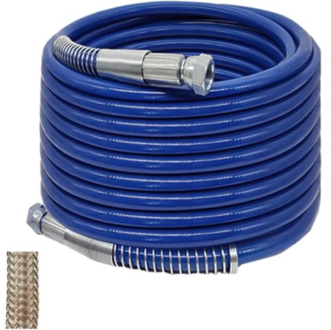WOOLUCK® 20M x 1/4 Tuyau de Pistolet de Pulvérisation de Peinture Airless, fabriqué à partir de quatre couches de matériaux de qualité, contient une couche de fil d'acier crypté