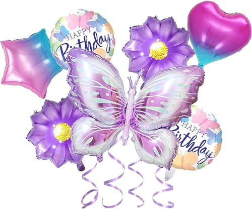 7 pcs Palloncini a Farfalla Colorati, Palloncini Farfalla Compleanno, Palloncini Farfalla, Decorazione di Compleanno Bambini, per Feste di Compleanno