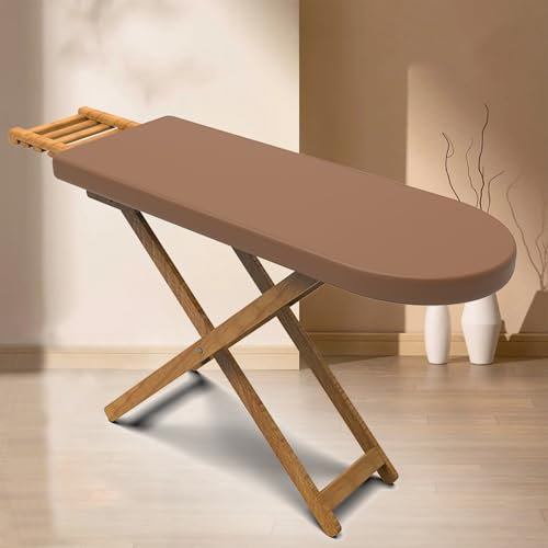Yajuer ASSE da Stiro Resistente, ASSE da Stiro in Legno con Supporto per Ferro Rimovibile, ASSE da Stiro Pieghevole per Dormitori di Appartamenti Lavanderia(Dark Brown)