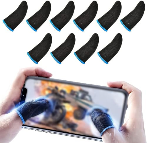DHWEKU 10 Pcs Manchon de Doigt pour Écran Tactile, Manchon de Doigt de Jeu Mobile, Ensemble de Doigts Anti-Transpiration Ultra-Mince Respirant Règles de Survie Boutons de Tir et de Visée