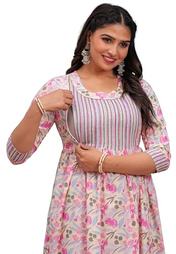 Jikonet Women's Maternity Dress Kurti for Pregnancy Women with Breastfeeding Dress with Floral Maxi Maternity Dress