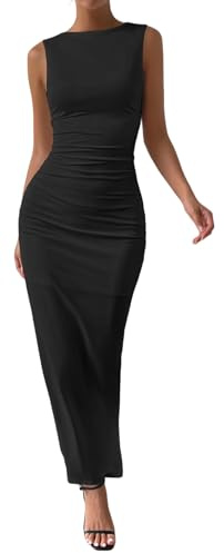 Zesoyne Womens Maxi Dress Sexy Sleeveless Bodycon Round Neck Elegant Long Dresses for Party Wedding Cocktail