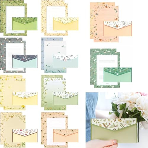 90 Stück Briefpapier mit Umschlag Set, 60 A5 Briefpapier mit 30 Briefumschläge,10 Elegantes Florale Designs Briefpapiere und Briefumschläge für Liebesbrief, Hochzeit, Geburtstag