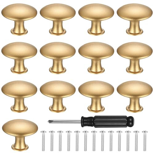 ZHENGYYUU 13 Pcs Gold Drawer Cabinet Knobs, Antique Cupboard Door Knobs Pulls, Round Metal Wardrobe Handles for Furniture Kitchen Cabinet Wardrobes Dresser(30mm, Gold)