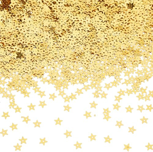 HOBBIESAY 10000 Goldene Stern Pailletten, 5mm x 5mm x 0.2mm, PVC-Material, zum Nähen und Basteln