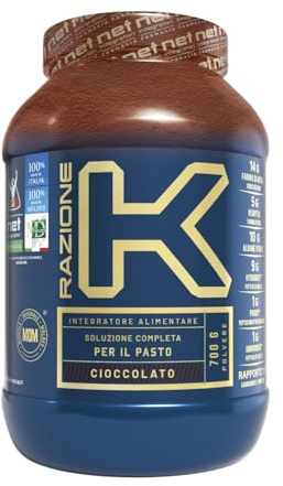 NET Integratori Farmacia RAZIONE K - 700g Cioccolato - Integratore Alimentare Di Proteine e Carboidrati, Ricco di BCAA e EAA Aminoacidi Essenziali, Promuove lo Sviluppo di Massa Muscolare Magra