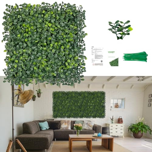 VDVST Grass Wall Panels 12 PCS 10x 10 Artificial Boxwood Panels with 50 Zip Ties, Fake Greenery Backdrop Wall Grass Backdrop Artificial Plant Walls for Outdoor Indoor Garden Fence Backyard and Decor