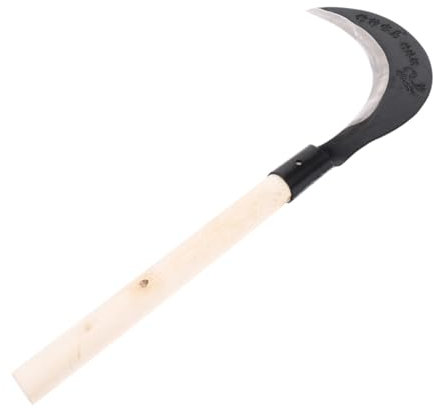 Hemobllo Guadaña De Mano De Acero Al Manganeso para Deshierbe Jardinería Mango Largo, Cuchillo Jardín Afilado y Resistente para Césped y Maleza, Herramienta Manual Práctica para Cultivo