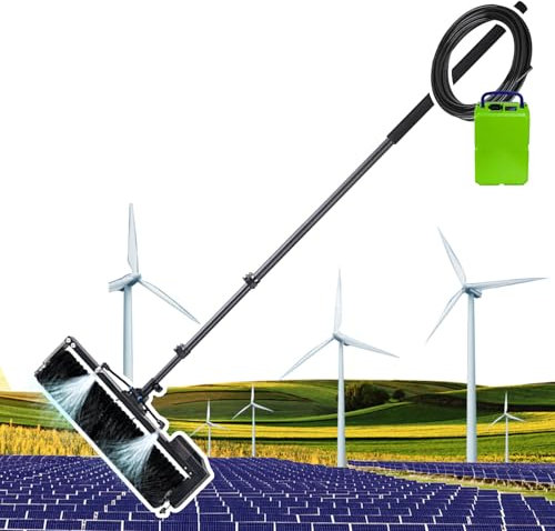 agreilduite Solar Panel Cleaning Roller Brush,Reach Water Fed Pole Kit,Outdoor electric cleaning Brush kit-360° Automatic rotation brush(60cm) +Adjustable Telescopic Rod,with Battery,7.5m/24.6ft
