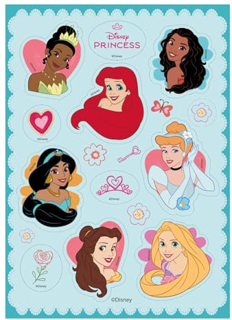 Dekora, Princesses Disney Topper Azyme Découpée, Décoration Comestible pour Gâteau d'Anniversaire, Cupcakes ou Biscuits, Anniversaire à Thème pour Enfants