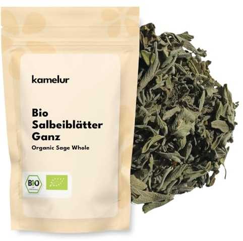 Kamelur Bio Salbeiblätter ganz getrocknet 250g – Salbei Tee Blätter (Salvia) – aromatische Kräuter für Tee, Küche & Gewürz – aus kontrolliert biologischem Anbau