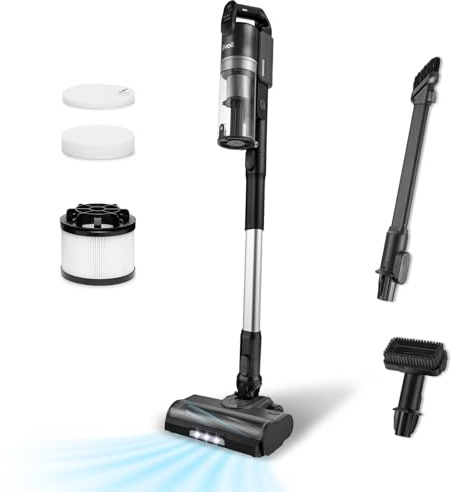 Levoit Aspiradora sin Cable, hasta 70 min, con Mini Cepillo para Suciedad Difícil, Escoba Eléctrica sin Cable Antienredo con Soporte de Carga, para Suelos, Alfombras y Pelo de Mascotas | Mini Cepillo para Suciedad Difícil, Escoba Eléctrica sin Cable Antienredo, para Suelos, Alfombras y Pelo de Mascotas