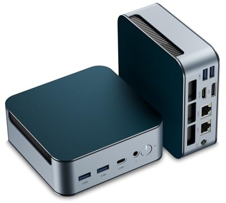 Esslorex Mini PC Ryzen 5 7430U con Doppia LAN, 16GB DDR4 RAM 1TB PCIE 3.0 SSD, Mini Computer con Triplo Display 4K, Win 11 Pro, Wi-Fi 6/BT 5.0 per casa, ufficio/giochi/ufficio