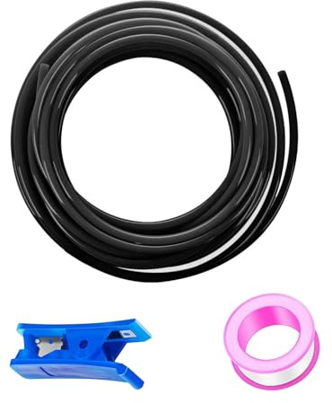 HAXIHA 20 Meter Schwarz Pneumatik Schlauch 8mm OD 5mm ID Polyurethan PU Luftschlauch Rohr Rohrsatz,Druckluftschlauch,PU Schlauch ist Geeignet für Pneumatische Geräte und Luftkompressor
