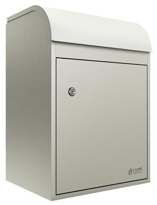 iLoveParcels Fulham Premium Medium Parcel Drop Box. Waterproof Safe & Secure Delivery parcel box outdoor, Mail Delivery Box, Post & Letterbox With Key Lock Mounted To Wall, Fence/Floor Pebble RAL 7032