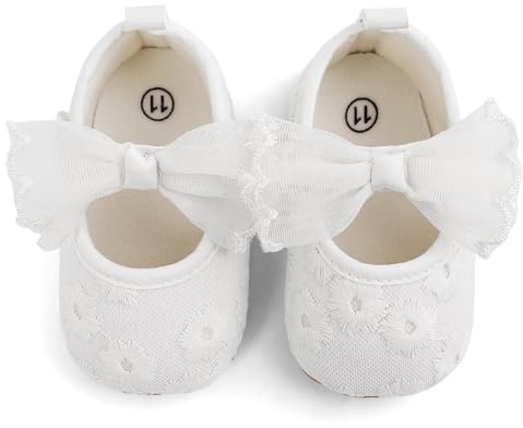 Cheerful Mario Zapatos Bebe Niña Bautizo Bebe Bailarinas Primeros Pasos Zapatos Elegantes para Boda Cumpleaños Blanco-H 3-6 Meses