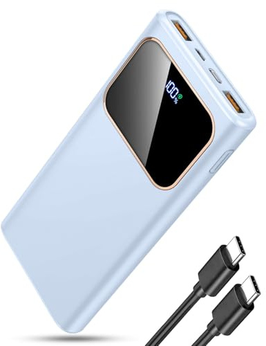Power Bank Fast Charging 10000mAh, 22.5W Portable Charger USB C Input & Output Powerbank with LED Display, PD3.0 QC4.0 Phone Battery Pack for iPhone17/16/15/14/13/12, Android More，Blue