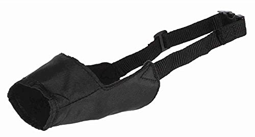 TRIXIE Muselière pour chiens - 26 cm de circonférence de la muselière - 7,7 cm de longueur de la muselière - par ex. pour les visites chez le vétérinaire ou les voyages en train - sangle de cou réglable en continu - fermeture à déclic - 1923