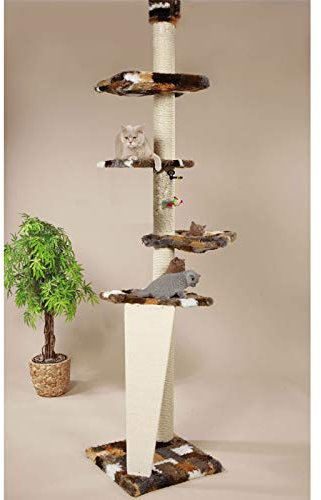 CLEVERCAT Deckenkratzbaum Family Boy III, mit extra großem Sisalkratzbrett, Stabiler Deckenverspannung und Vier Aussichtsetagen für Ihren Klettermaxen in vielen Farben lieferbar Made in Germany