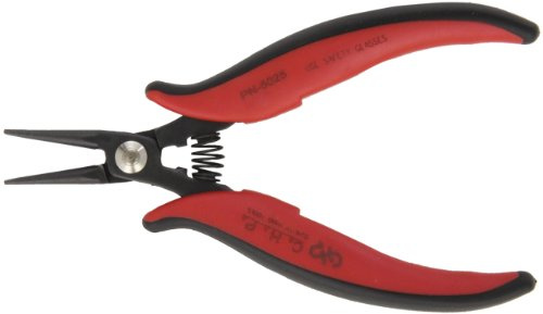 Hakko CHP PN-5025 Long Round-Nose Pliers, Smooth Jaws, 23mm Jaw Length, 2mm Diameter Tip, 5mm Thick Steel