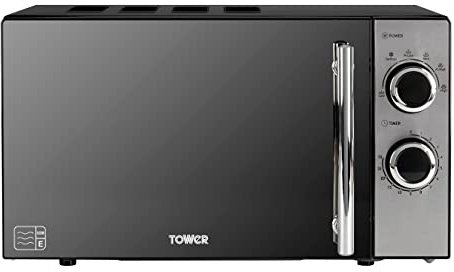 Tower 800W 20L Microwave with 5 Power Levels and a 30 Minute Timer, Black, T24015