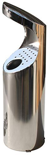 ADO - Cenicero en acero inoxidable para fijar a tubo redondo en papelera mediante bridas o cenicero exterior para atornillar a la pared (1 Cenicero)