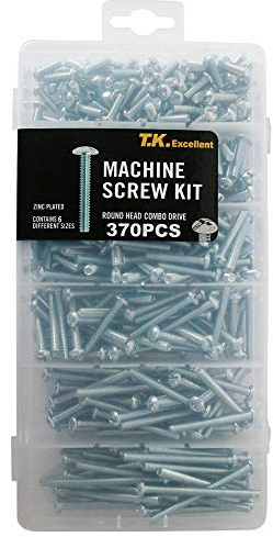 T.K.Excellent #8x1/2 to #8x2 Machine Screws Assortment Kit Electrical Outlet Screws Fully Threaded Phillips Drive, 370 Pcs