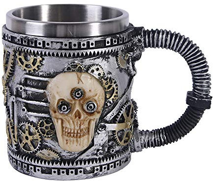 VOANZO Tazza da caffè con Teschio in Metallo con Manico Boccale da Birra con Teschio per Uomo Regalo per la Festa del PapÃ