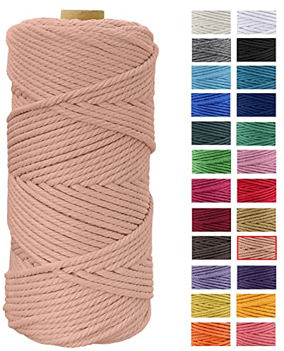 JeogYong Macrame Corda 4mm x 100m Filo Macrame Cotone, Naturale Corda Cotone Filato Cordone Intrecciato Spago per DIY Decorazioni, Arazzo da Parete, Porta Vaso, Piante da Appendere (Rosso Mattone)