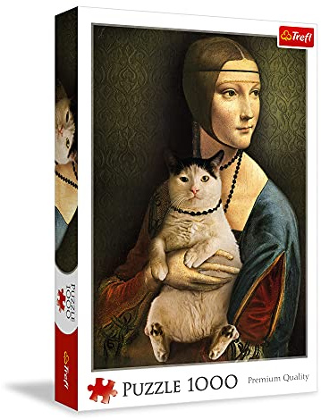 Trefl - Puzzle 1000 Teile, Die Dame mit der Katze, Lustige Puzzles, Porträt