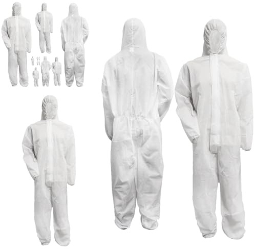 Bohrfux 10 Stück Overall Einweganzug L-XXXL Maleranzug Einweg Overall Schutzoverall Schutzanzug Lackieranzug 40g/m² Polypropylen