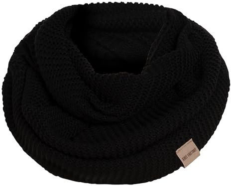 KNIT FACTORY - Jamie Loop Schal - Gestrickter Schlauchschal - Herbst & Winter Essentials - Zeitloses Mode-Accessoire - Für Damen und Herren - Strickschal mit Wolle - Hochwertige Qualität - Schwarz