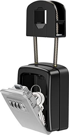 KeeKit Key Lock Box, Upgraded Key Safe Box for Lever Handles with Removable Buckle & Resettable 4-Digit Combination, Waterproof Secure Storage for Home, Office, Indoor & Outdoor Use