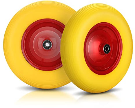 Izrielar ruota per carriola con asse Ø 390 mm set di 2 pneumatici in gomma piena PU capacità di carico 200 kg ruota di scorta antiforatura