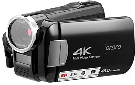 Daoco AC2 - Cámara de vídeo digital (4 K, 48 MP, 30 X, zoom digital, IR visión nocturna, 3,0 pulgadas, pantalla táctil IPS con batería, mando a distancia, funda de transporte)