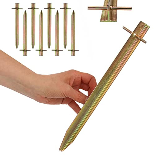 your GEAR Zelthering Set 8 Stück – T-Profil Hering aus verzinktem Stahl, stabile Bodenanker für Zelt, Pavillon, Sonnensegel und Camping, 300mm lang, rostfrei