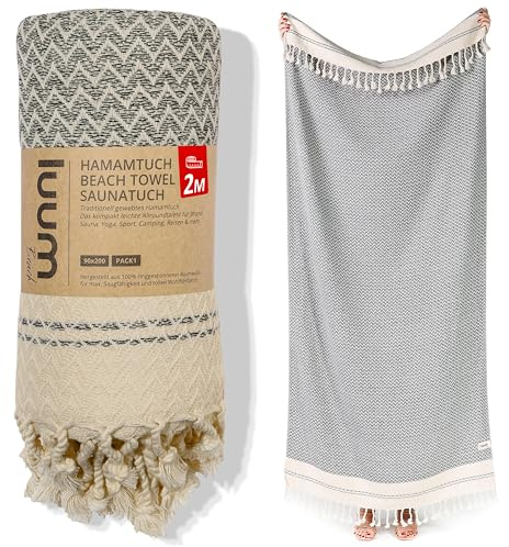 Luum® Strandtuch 90x200 Saunahandtuch Handtuch Yogatuch Duschtuch Strandhandtuch Saunatuch Badetuch Reisehandtuch Pestemal Turkish Towels, Damen Herren, 100% Baumwolle, Silber Grau