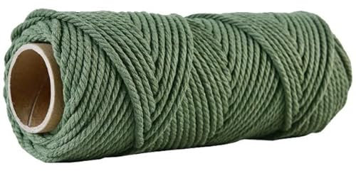 KEOJI Handgefertigtes Boho-Dekor, 4 mm, 100% Bunte Baumwollschnur, Seil, gedrehte Schnur, DIY, Zuhause, Hochzeit, Dekoration, Versorgung, 50 m, Armeegrün