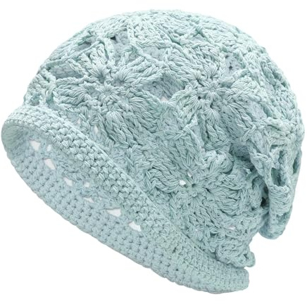 ZLYC Damen Sommer Strickmützen Handgemacht Häkelmütze Slouch Beanie Mütze | Baumwolle Atmungsaktives