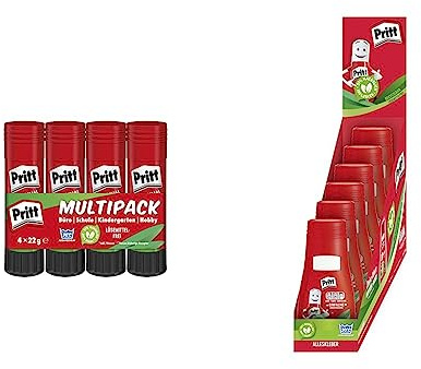 Bundle aus Pritt Klebestift, starker Klebstoff für Schule & Bürobedarf, 4x22g Pritt Stift + Pritt Alleskleber, transparenter Bastelkleber für viele Bastelmaterialien, 6x50g