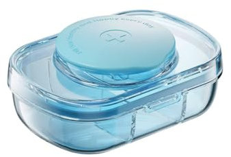 LAKYMIE Tablettenteiler Medikamententeiler für Kleine und Große Tabletten Pillenteiler Pillenschneider mit Tablettenaufbewahrungsfach Blau