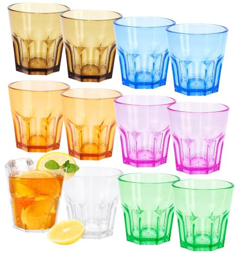 DIBALIYI Verre a Eau en Acrylique Réutilisables, Multicolore de 160 ml (12PCS，6 Couleurs)