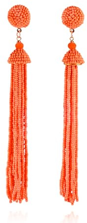 Zavana Long Tassel Ohrringe für Frauen, Lange Quasten-Ohrringe für Damen mit bunten Perlen, lange hängende Ohrringe, handgemachte Boho Chic Ohrhänger, Modeschmuck für Frauen